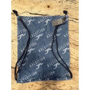 NWT-Hollister‎ Drawstring Bag Backpack-Jean Material